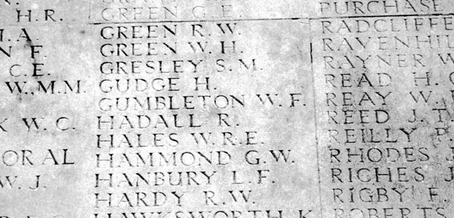 Memorial to Lance Corporal William Frederick Gumbleton